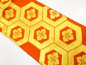 アンティーク　花亀甲模様織り出し袋帯（着用可）